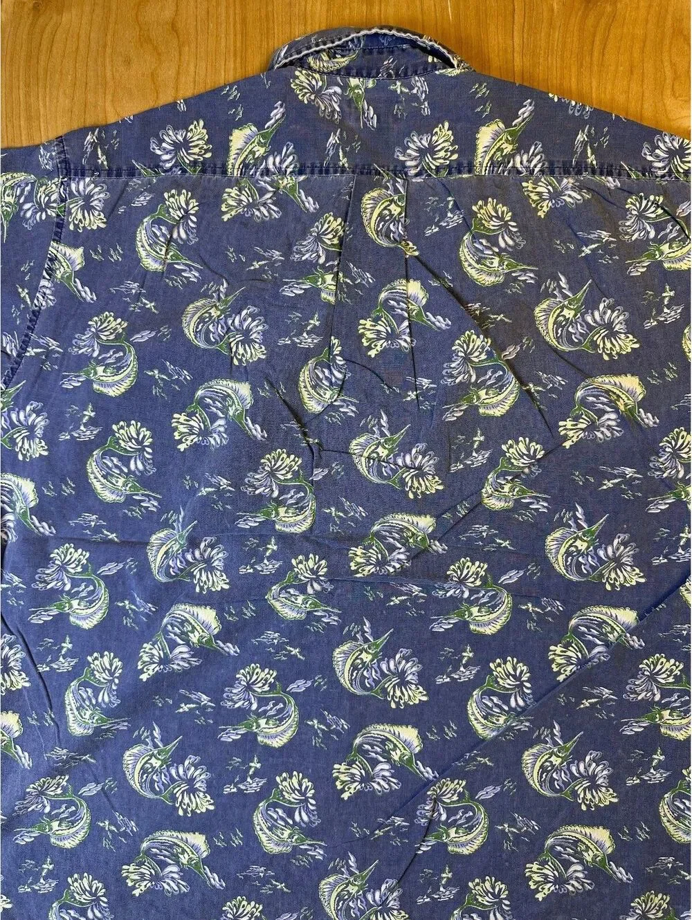 Vintage 90s Jcrew marlin fish button up shirt 100% cotton large fishing tropical
